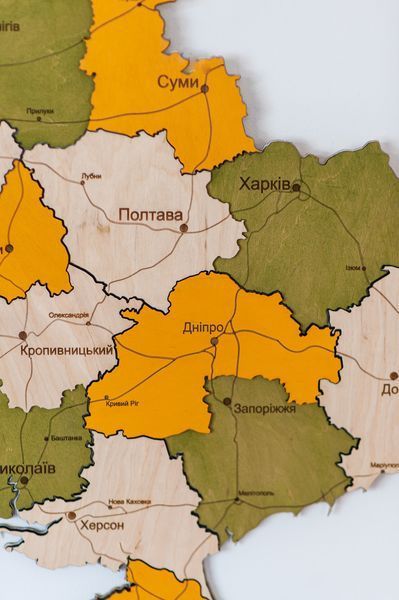 Дерев'яна карта України "Цитрус", багатошарова, Simpl 200&times;134 см фото &mdash; Karta-Ukrainy.com.ua