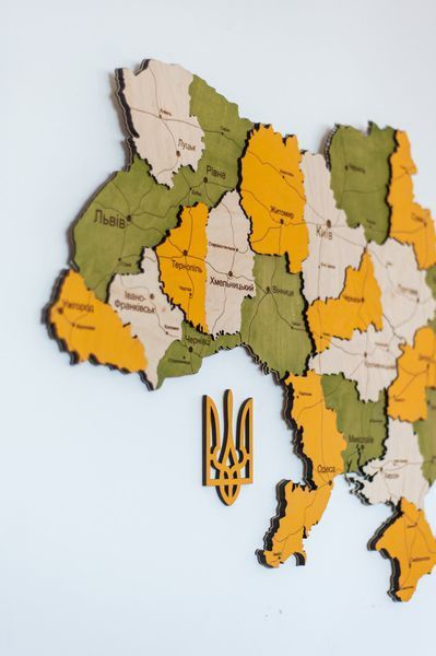 Дерев'яна карта України "Цитрус", багатошарова, Simpl 200&times;134 см фото &mdash; Karta-Ukrainy.com.ua