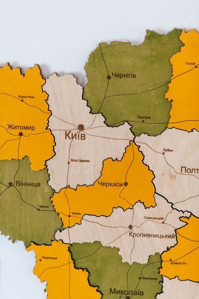 Дерев'яна карта України "Цитрус", багатошарова, Simpl 200&times;134 см фото &mdash; Karta-Ukrainy.com.ua