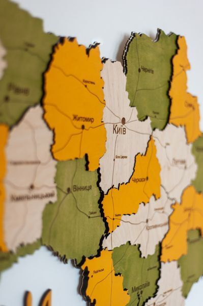 Дерев'яна карта України "Цитрус", багатошарова, Simpl 200&times;134 см фото &mdash; Karta-Ukrainy.com.ua