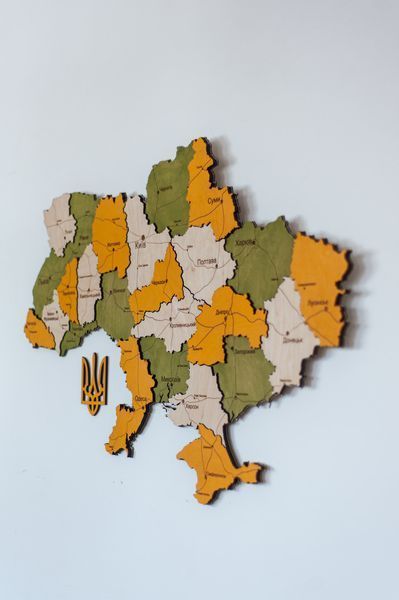 Дерев'яна карта України "Цитрус", багатошарова, Simpl 200&times;134 см фото &mdash; Karta-Ukrainy.com.ua
