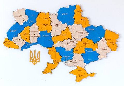 Дерев'яна мапа України "Патріот", багатошарова Simpl фото — Karta-Ukrainy.com.ua