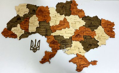 Дерев'яна карта України "Брауні", багатошарова, Travel 200×134 см фото — Karta-Ukrainy.com.ua