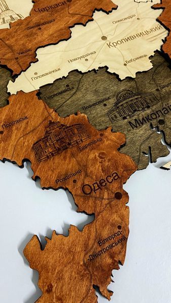 Деревянная карта Украины "Брауни", многослойная, Travel 250&times;165 см фото &mdash; Karta-Ukrainy.com.ua