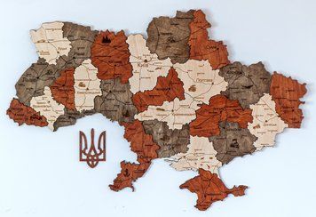 Дерев'яна карта України "Брауні", багатошарова, Logistics 200&times;134 см фото &mdash; Karta-Ukrainy.com.ua