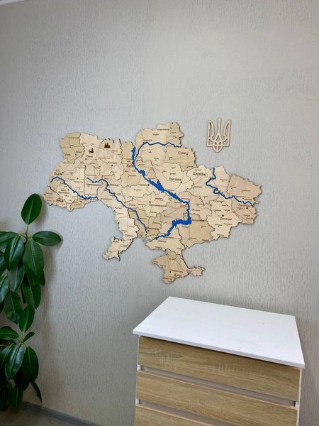 Деревянная Многослойная карта Украины "Класична" River 250х165 см фото &mdash; Karta-Ukrainy.com.ua