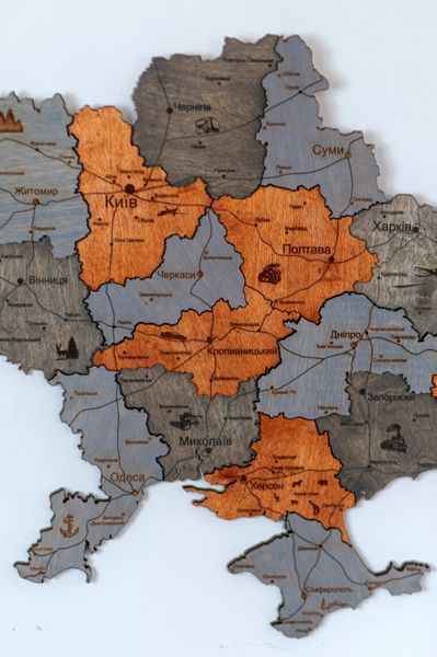 Дерев'яна карта України "Скеля Довбуша", багатошарова, Logistics 200&times;134 см фото &mdash; Karta-Ukrainy.com.ua