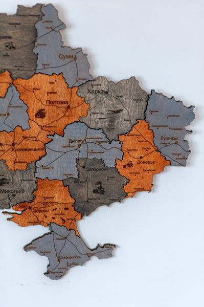 Дерев'яна карта України "Скеля Довбуша", багатошарова, Logistics 200&times;134 см фото &mdash; Karta-Ukrainy.com.ua