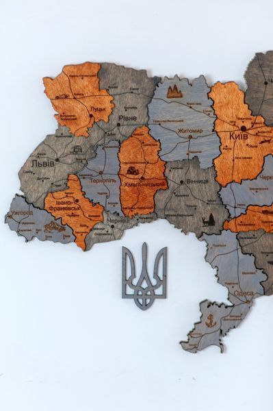 Дерев'яна карта України "Скеля Довбуша", багатошарова, Logistics 200&times;134 см фото &mdash; Karta-Ukrainy.com.ua