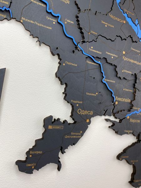Многослойная Деревянная карта Украины "Графіт"  River  250x165 фото &mdash; Karta-Ukrainy.com.ua