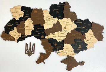 Дерев'яна мапа України "Лате макіато", багатошарова, Logistics  200&times;134 см фото &mdash; Karta-Ukrainy.com.ua