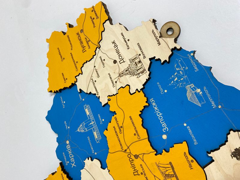 Дерев'яна мапа України "Патріот", багатошарова Travel фото — Karta-Ukrainy.com.ua