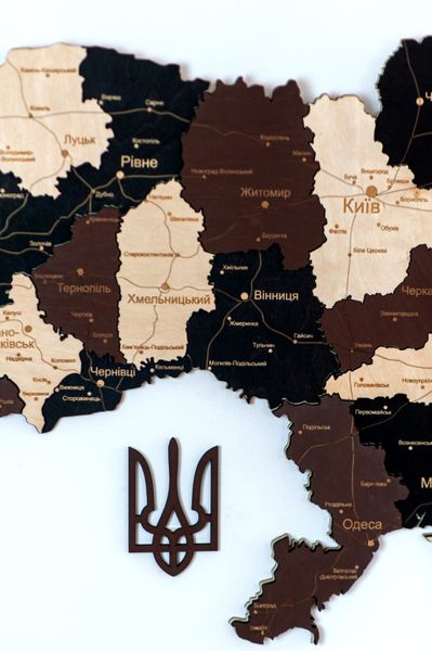 Дерев'яна карта України "Лате макіато", багатошарова Standart фото — Karta-Ukrainy.com.ua