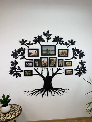 Сімейне дерево  з фоторамками "Дуб" у чорному кольорі 200x234 см фото — Karta-Ukrainy.com.ua